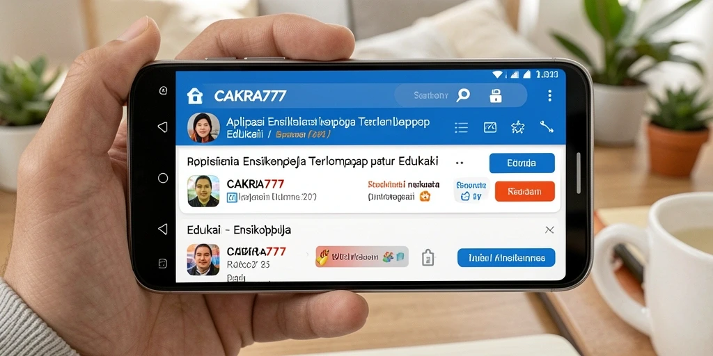 Tampilan antarmuka aplikasi Ensiklopedia CAKRA777 yang menarik.