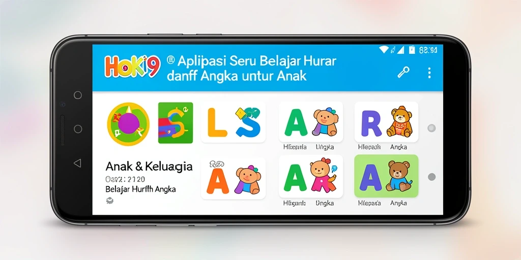 Antarmuka HOKI9 yang interaktif untuk belajar huruf dan angka.