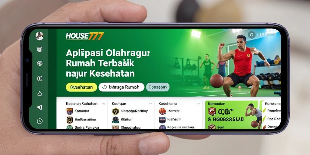 Antarmuka aplikasi HOUSE777 menampilkan berbagai program olahraga rumah.