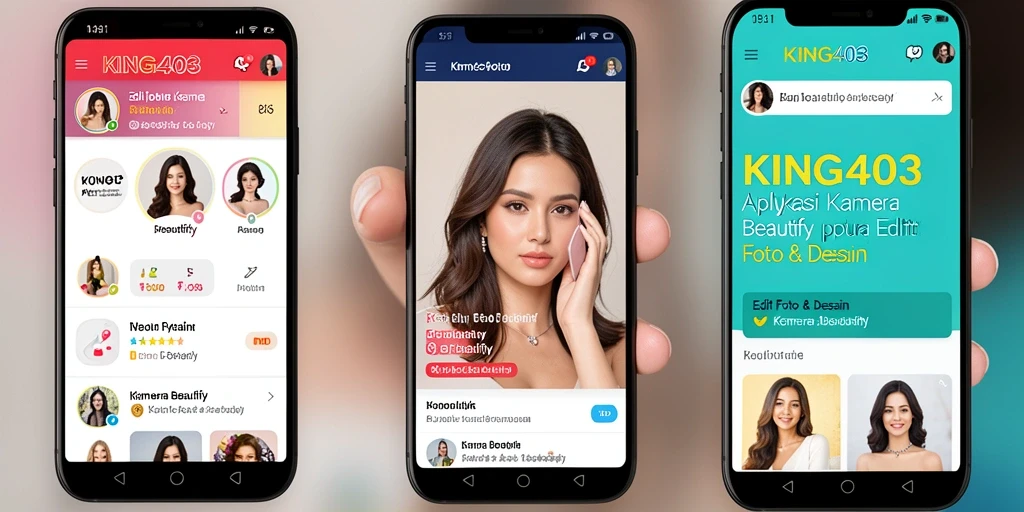 Tampilan antarmuka aplikasi Kamera Beautify KING403 yang sederhana dan fungsional.