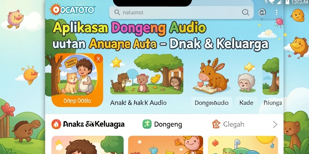 Tampilan antarmuka OCATOTO untuk pengalaman Dongeng Audio yang menyenangkan.