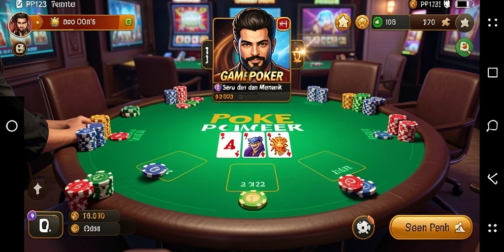 Tampilan antarmuka PP123 yang menarik dengan fungsi Poker yang interaktif.