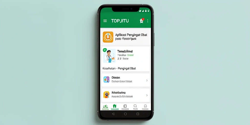 Tampilan antarmuka pengguna aplikasi TOPJITU sebagai Pengingat Obat.